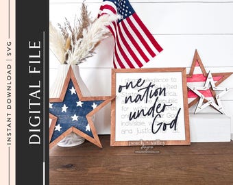 Pledge of Allegiance One Nation Under God Laser Cut File, 4th of July Laser Cutting Design Glowforge Project, July 4th Decor SVG