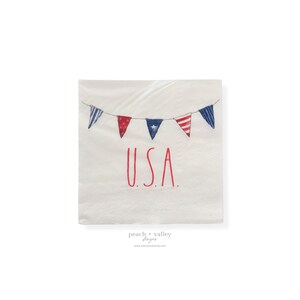Papierserviette - USA Wimpelkette 4. Juli Dekor, 4. Juli Luncheon Serviette Decoupage Papier für Junk Journal & Scrapbooking