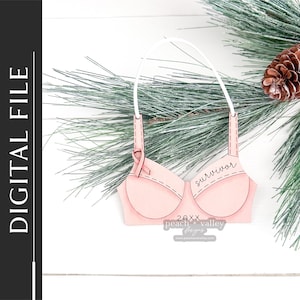 乳がんファイター DIY クリスマスオーナメント レーザーカット ファイル、がんサバイバー DIY クリスマスデコレーション 木製オーナメント Glowforge プロジェクト、Cricut プロジェクト SVG