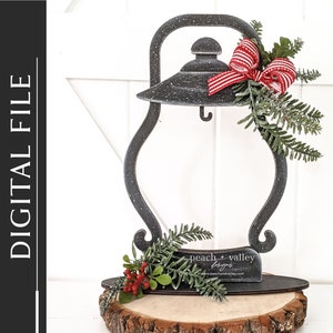 Kerstlantaarn ornamentstandaard lasergesneden bestand, ornamenthanger DIY Xmas Decor lasersnijden ontwerp Glowforge-project, Cricut-project SVG