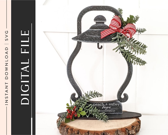 Christmas Lantern Ornament Stand Laser Cut File, Ornament Hanger DIY Xmas Decor Laser Cutting Design Glowforge Project, Cricut Project SVG