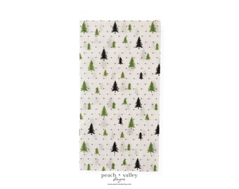 Paper Napkin - Polka Dots and Trees Guest Christmas Napkin, Decoupage Paper for Junk Journal & Scrapbooking
