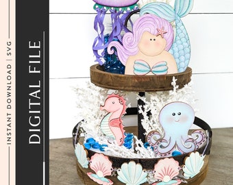 Mermaid Decor Laser Cut File, Mermaid Theme Party Laser Cutting Design Glowforge Project, Wood Cutting Machine, Cricut Project SVG