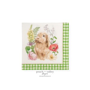 Tovagliolo di carta - Tovagliolo da cocktail floreale con coniglietto pasquale, carta per decoupage primaverile per diario spazzatura, scrapbooking e arte decoupage