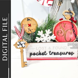 Arquivo de corte a laser Pocket Treasures Box, Placa de lavanderia com muitas diversões, Projeto de corte a laser para decoração de Natal DIY Glowforge, Projeto Cricut