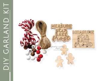 Gingerbread DIY Beaded Garland Kit | DIY Holiday Tray Decor | DIY Unfinished Wood Blanks | Christmas Tiered Tray Set | Baking Garland