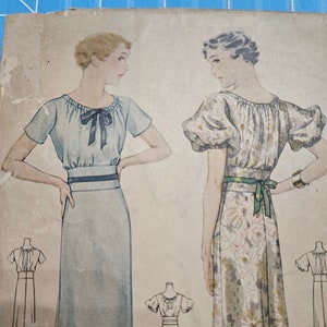 McCall original 1933 Misses long dress sewing pattern# 7466: Size 16/printed /complete