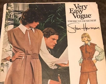 Patrón de costura vintage de Vogue para vestido, pantalón y túnica del diseñador estadounidense Stan Herman, n.° 1083, talla 8 / busto 31,5 pulgadas.