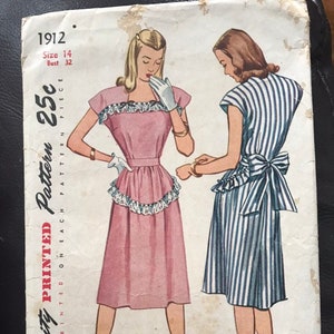 Simplicity Jr. Misses and Misses one-piece dress sewing pattern #1912 in size 14/ bust 32&quot; cut & complete with envelope and instructions