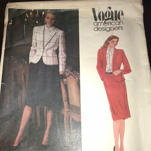 Vogue American Designer Bill Blass Misses Jacket and Skirt Sewing Pattern size 8