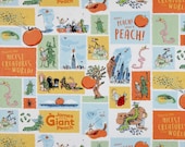 James and the giant peach squares on a white background story by Roald Dahl for Riley Blake Designs Sold by the half yard Cotton