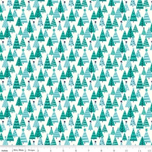 Deck the halls- Happy Forest print in blue fabric by Liberty Fabric for Riley Blake Designs/Sold by the half yard