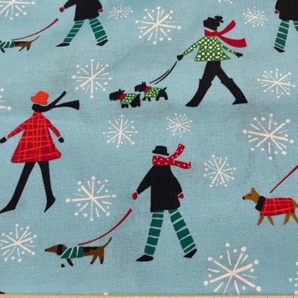 The Most Wonderful Time Of the year - Winter Moments cotton print in blue by Michael Miller /Sold by the half yard