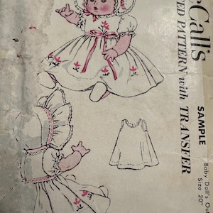 Original McCalls doll clothing sewing pattern from the 1950’s with transfers. For any 20 inch doll.