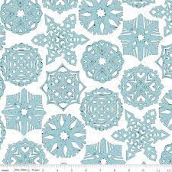 White as snow-Blue snowflakes print on white background fabric by J Wecker Frisch for Riley Blake Designs/Sold by the half yard