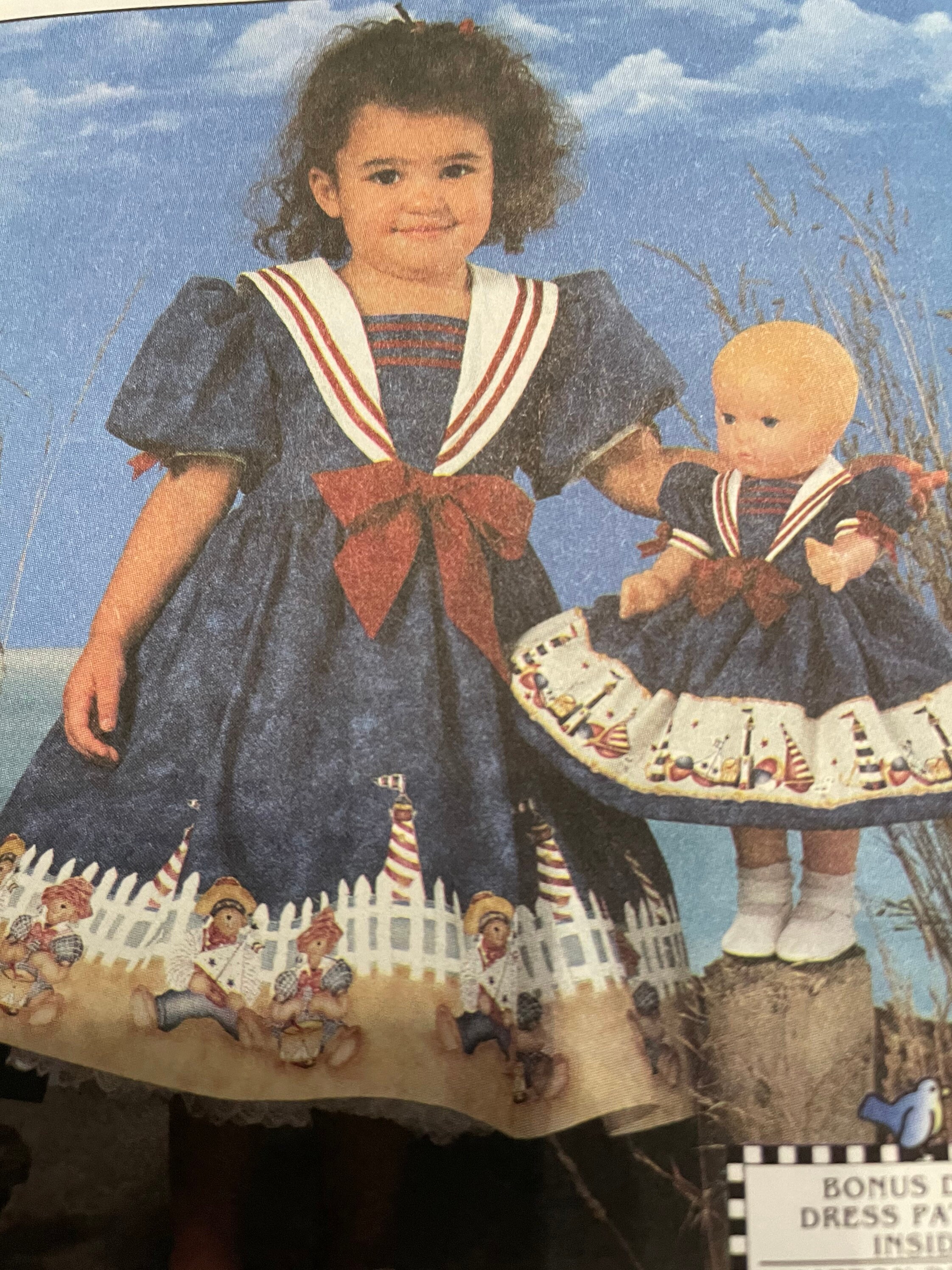 Simplicity Daisy Kingdom Sailor dress with matching doll dress # 7605 for  girl size 3,4,5,6/ for doll size 17”