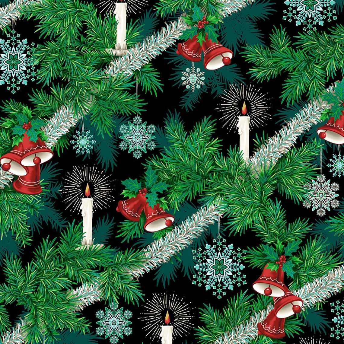 Evergreen Tannenbaum by RJR Studio/last Cut 22.5 by 44/ Cotton Etsy