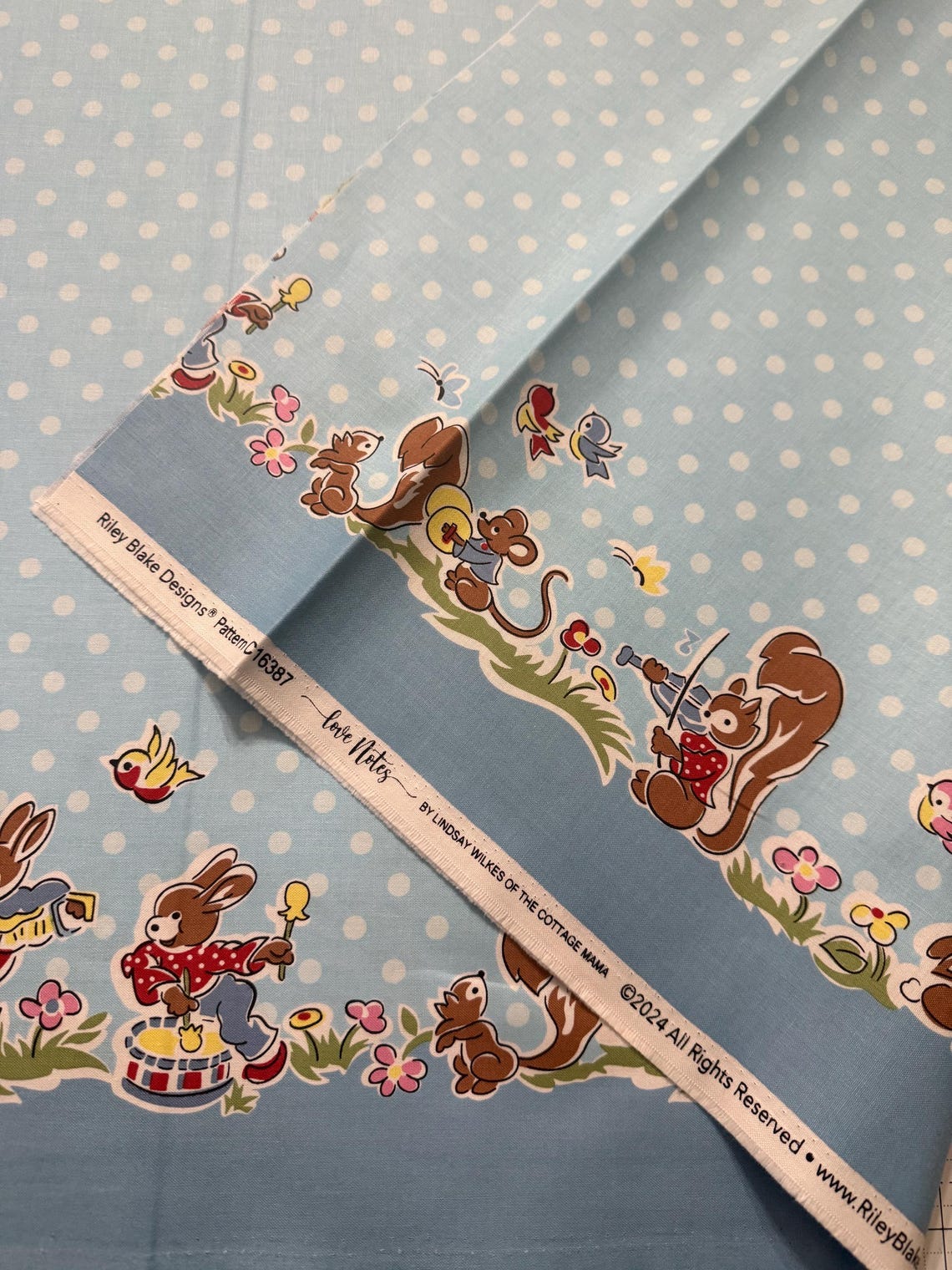 Love Notes - Border Print in Blue by Lindsey Wilkes for Riley Blake ...