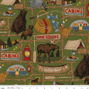 Pine Cove - Main on green by Riley Blake Designs/ コットン/ 半ヤード単位で販売