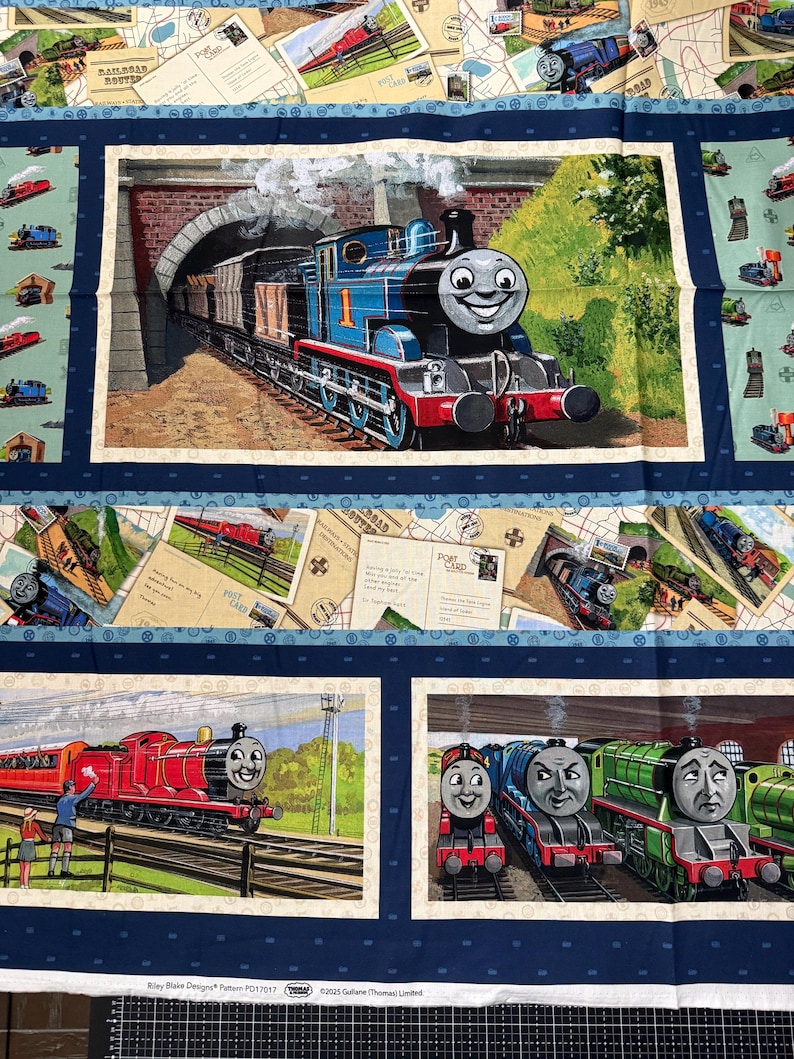 Thomas Rbd Thomas and Friends - 80th Anniversary Fabric Panel by RBD/ Cotton/ Sold ...