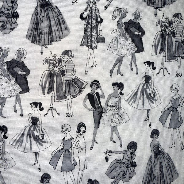 Barbie - Vintage Tonal White print fabric  by Riley Blake Designs/ Cotton/ Sold by the half yard