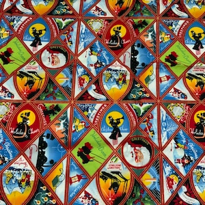 Greeting and Good Wishes fabric by Alexander Henry /Cotton/ Sold by the Half Yard/OOP from 2004