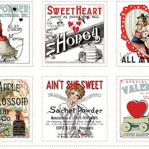 All My Heart- Valentine Ads Patch-Panel von J Wecker Frisch für Riley Blake Designs / Baumwolle / Verkauft vom Panel misst 24 “by 43”