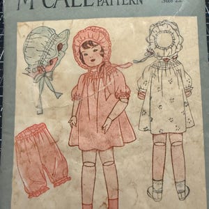 Original McCalls doll clothing sewing pattern from the 1930’s doll or any 22 inch doll.