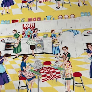 Michael Miller -Home Ec retro style print fabric/ 100% cotton/Sold by the half yard