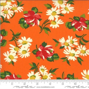It’s Elementary fabric- Flowers on a orange background by American Jane Patterns for Moda/ Cotton/ Sold by the half yard