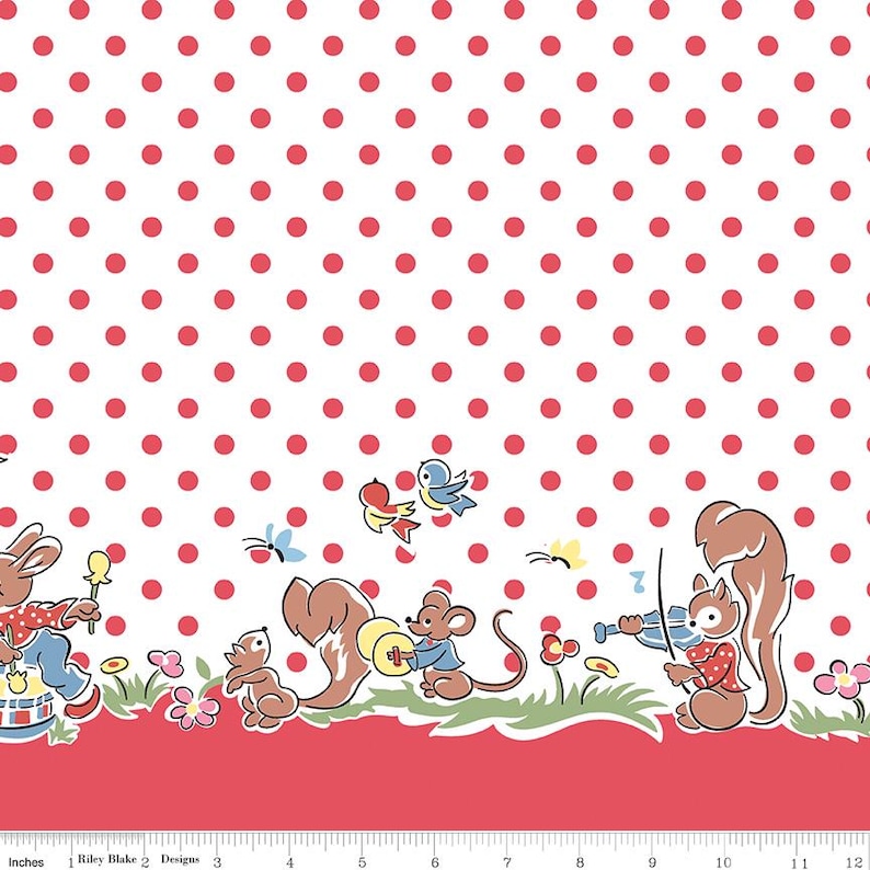Love Notes - Double Border Print in Red and White by Lindsey Wilkes for ...