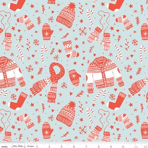 スキー ヒル - フランニー B 作、Rilley Blake Designs のパウダー メイン / コットン / 半ヤード単位で販売