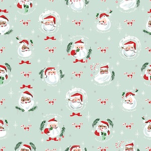 Twas - Jolly Old Elf on a mint background by Jill Howart for Riley Blake/Sold by the half yard