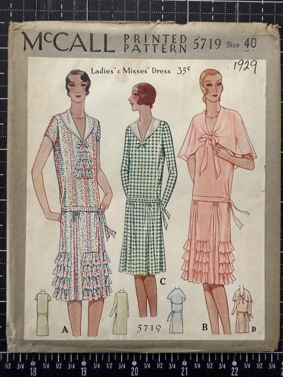 1929 Original Mccalls Ladies Dress Sewing Pattern #5719 / Printed Pattern/  Size 40 - Etsy Israel