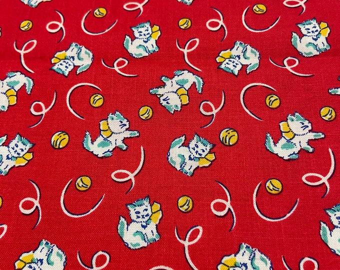 Toy Box Miniatures Kittens Playing on a Red Background by Sarah