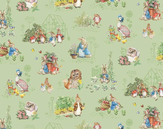 Peter Rabbit and Friends - Characters on Fern Green Background by Riley ...