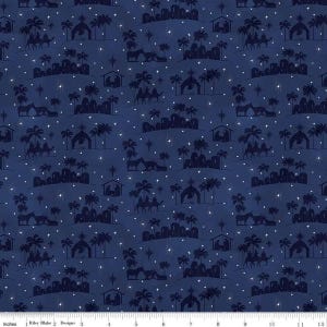 Come let us adore him - Silhouettes on a navy background by Riley Blake Designs/Sold by the HALF yard