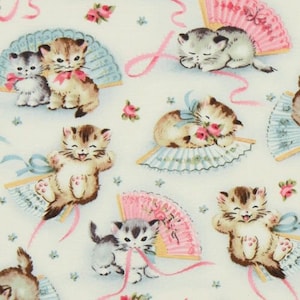 Smitten Kitty Kittens by Michal Miller レトロデザイン/コットン/ハーフヤード単位で販売