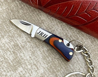 Custom Engraved Folding Mini Sharp Knife Keychain, New Car Lucky Charm Gift