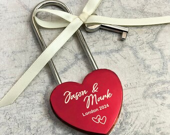 Gepersonaliseerd liefdesslot aangepast huwelijkscadeau voor het stel, gegraveerd liefdeshangslot, jubileumcadeaus