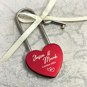 Personalized Red Heart Love Lock Engraved Lovelock Customize your Love Lock Paris Bridge of Padlock Wedding Gifts, Curaçao Honeymoon Trip