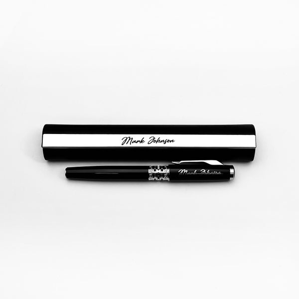 Personalized Black Lacquer Rollerball Pen Valentines Day Gifts for Him