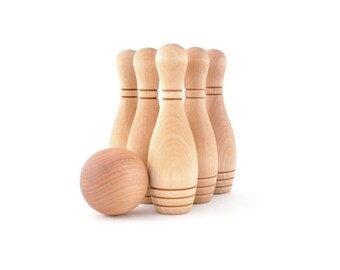 childrens wooden skittles set