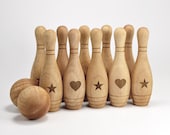 Wood Bowling Toy - Personalized Wood Toy - Wooden Skittles Game - First Birthday Gift - Toddler Wood Toy - Custom Bowling Set - Montessori