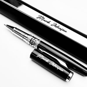 Personalized Black Lacquer Ballpoint Pen Gift for Men & Women, Professional Executive Office Fathers Day Gift for Dad