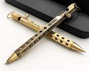 Stylo à verrou en bronze personnalisé, cadeau en laiton gravé