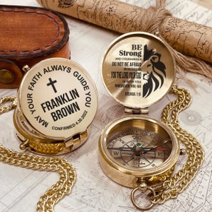 Engraved Compass Confirmation Gifts for Boys, Communion Gifts for Teen Boys or Men Custom Personalized Compass with Sentimental Message ~