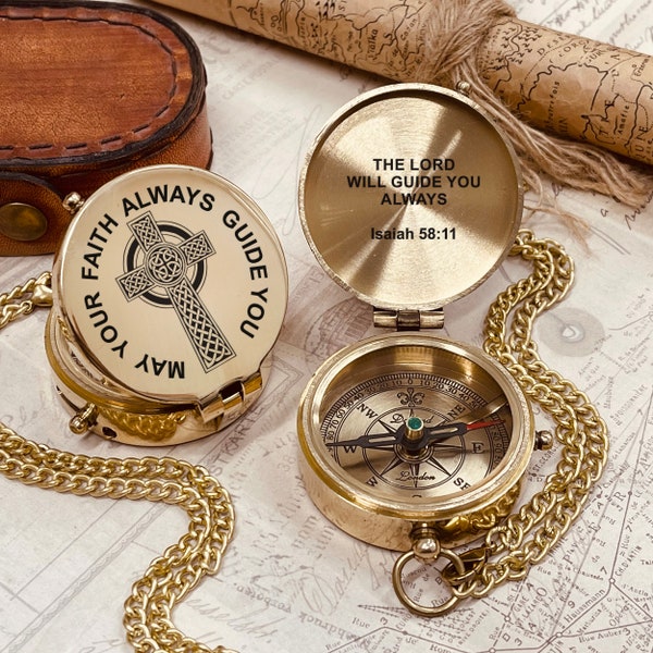Personalisierter Kompass mit individueller Gravur, Taufgeschenk für Enkel Heilige Kommunion Konfirmation Geschenk für Jungen Gravur Kompass Geschenk für Ihn