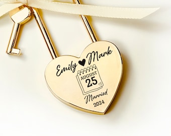 Wedding Gift ~ Anniversary Gift ~ Engagement Gift ~ Personalized Gold Love Lock