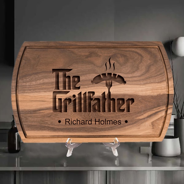 Custom Engraved Grill Cutting Board for Him - Personalized Father's Day Gift for Him, BBQ Gift for Men's Birthday, Grilling Gift for Men